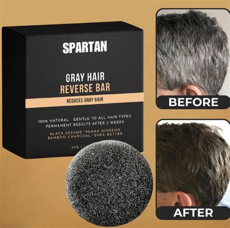 SPECIFICATIONS: Product name: <strong>reverse grey hair bar</strong> shampoo <strong>Color</strong>: black Material: soap Net: 55g Shelf life: 3 years Size: 5. . Spartan grey hair reverse bar